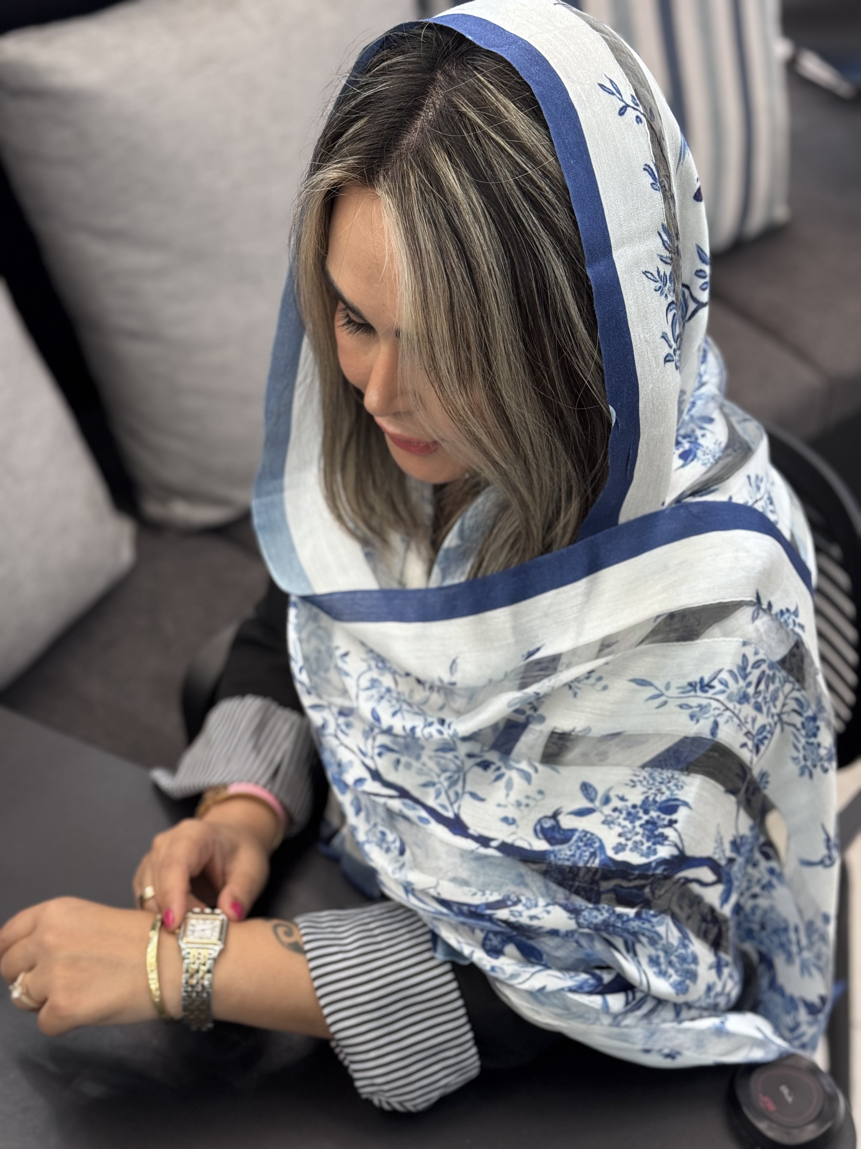 شال ابریشم میله ای جنگل
