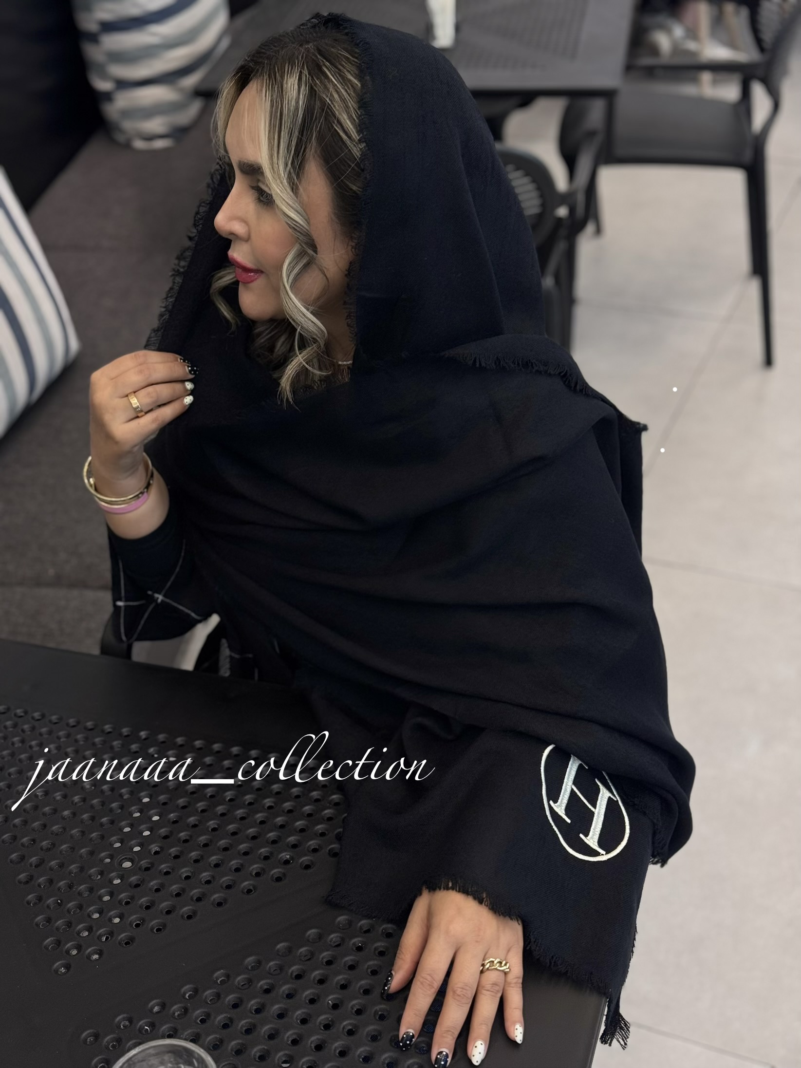 شال کشمیر نخ مشکی