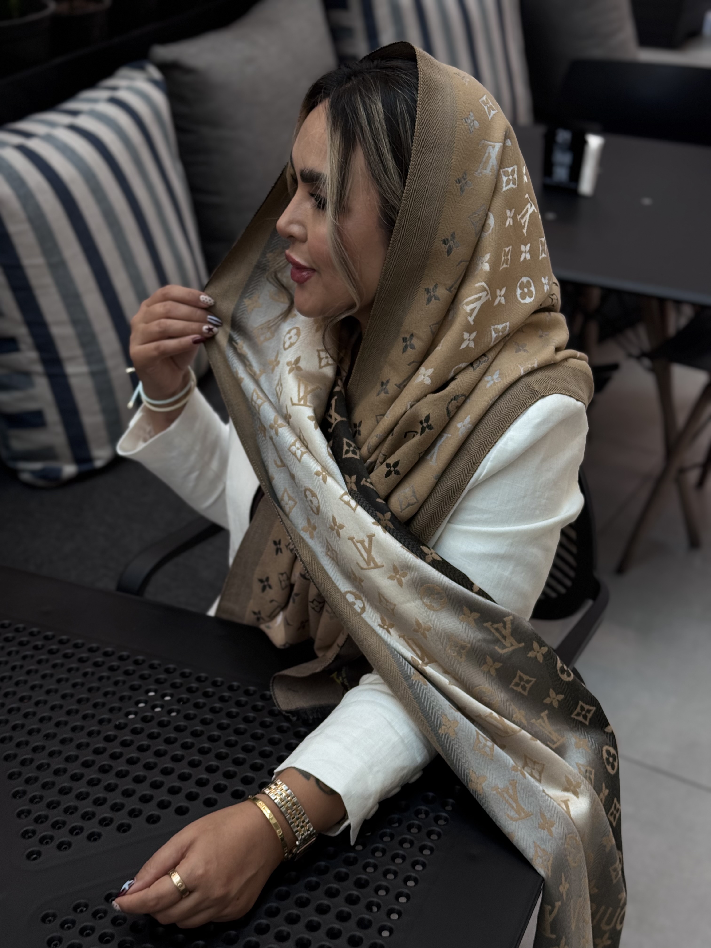 شال ابریشم ژاکارد طیفی